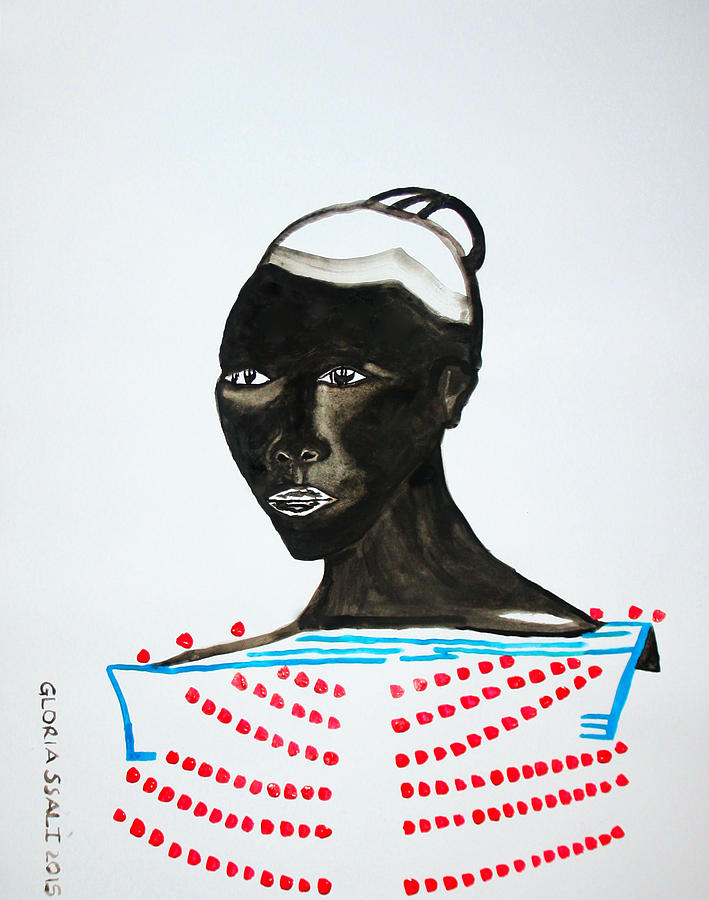 Dinka Bride - South Sudan #43 Painting by Gloria Ssali