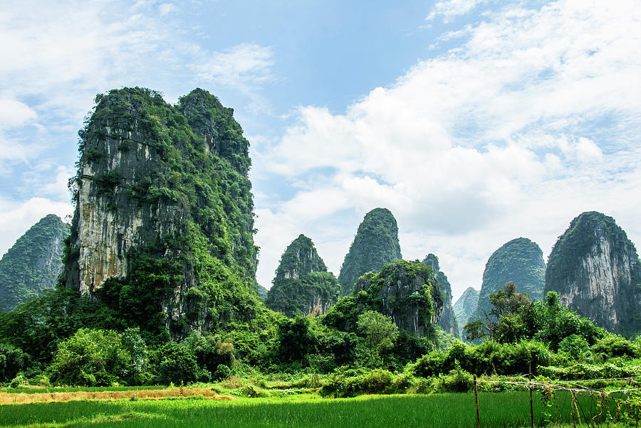 Karst mountains and  rural scenery #43 Photograph by Carl Ning