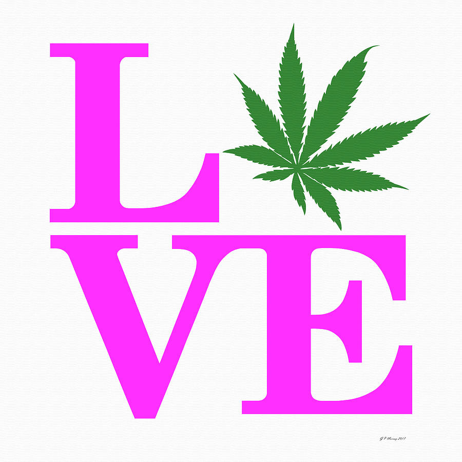 Marijuana Leaf Love Sign #43 Digital Art by Gregory Murray