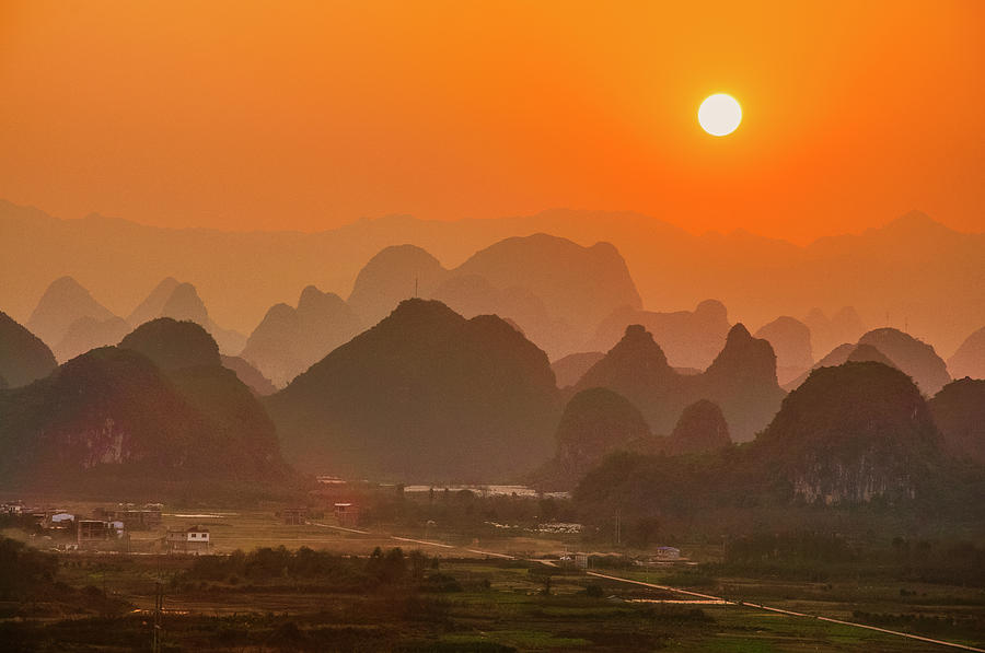 Karst mountains scenery in sunset #44 Photograph by Carl Ning