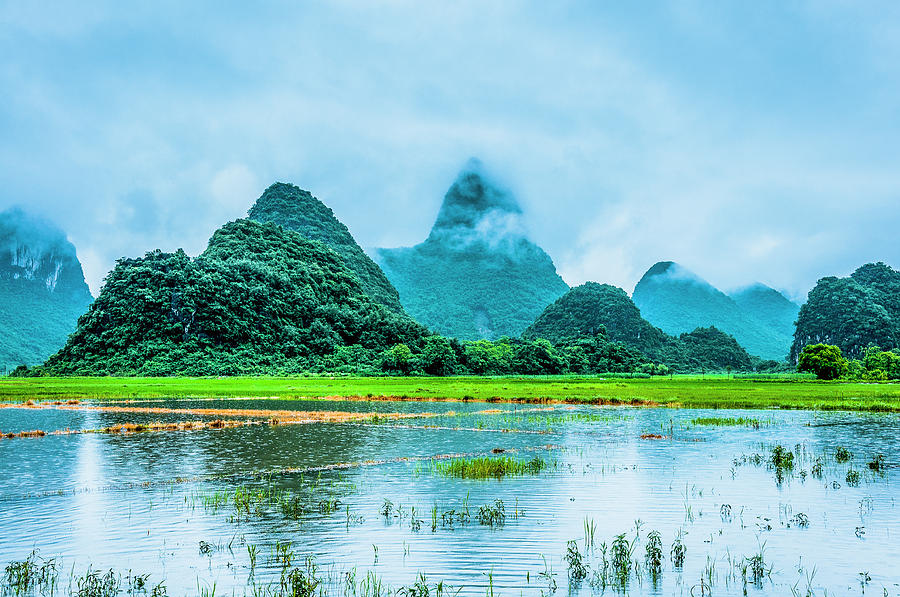 Karst rural scenery in raining Photograph by Carl Ning - Fine Art America