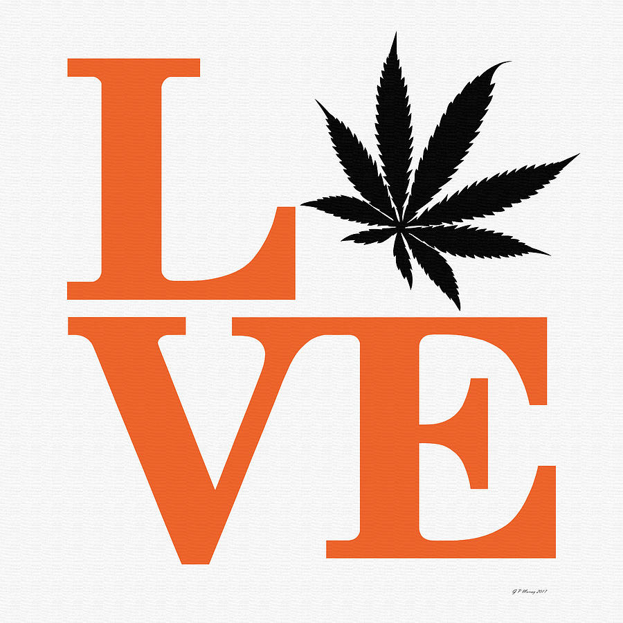 Marijuana Leaf Love Sign #44 Digital Art by Gregory Murray