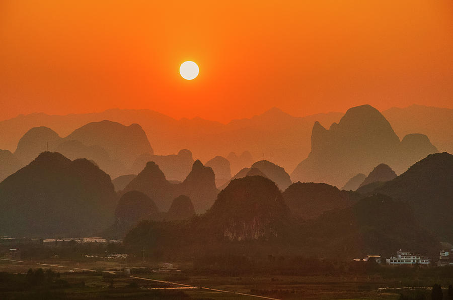 Karst mountains scenery in sunset #45 Photograph by Carl Ning