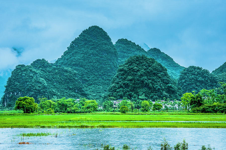 Karst Rural Scenery In Raining Photograph By Carl Ning - Fine Art America