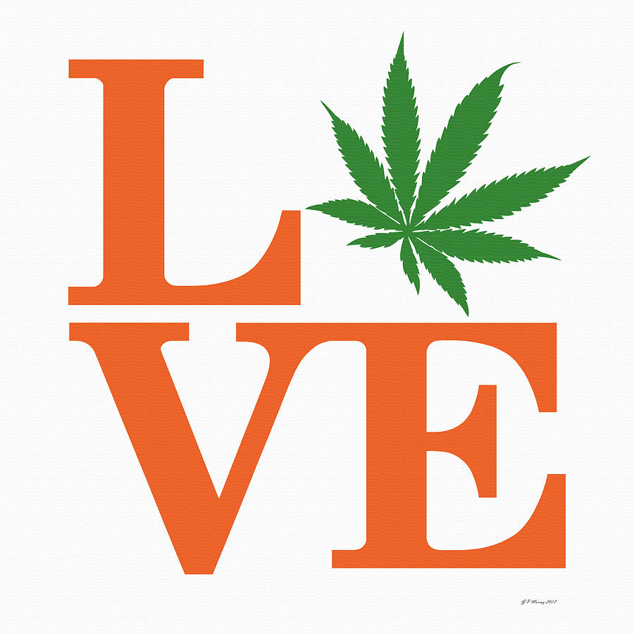 Marijuana Leaf Love Sign #45 Digital Art by Gregory Murray