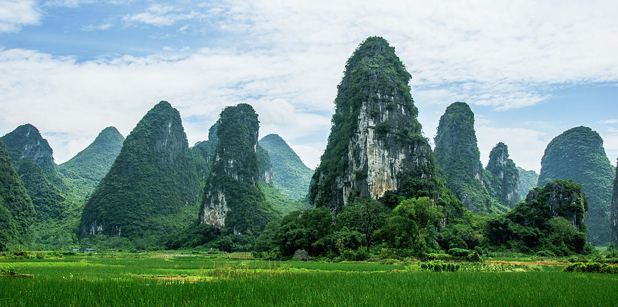 Karst mountains and  rural scenery #46 Photograph by Carl Ning
