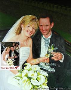 Oil Portrait Painting - Commission Wedding Oil Painting Based On Your Photo by Les Moments Oil Portrait Painting - Commission Wedding Oil Painting Based On Your Photo by Les Moments