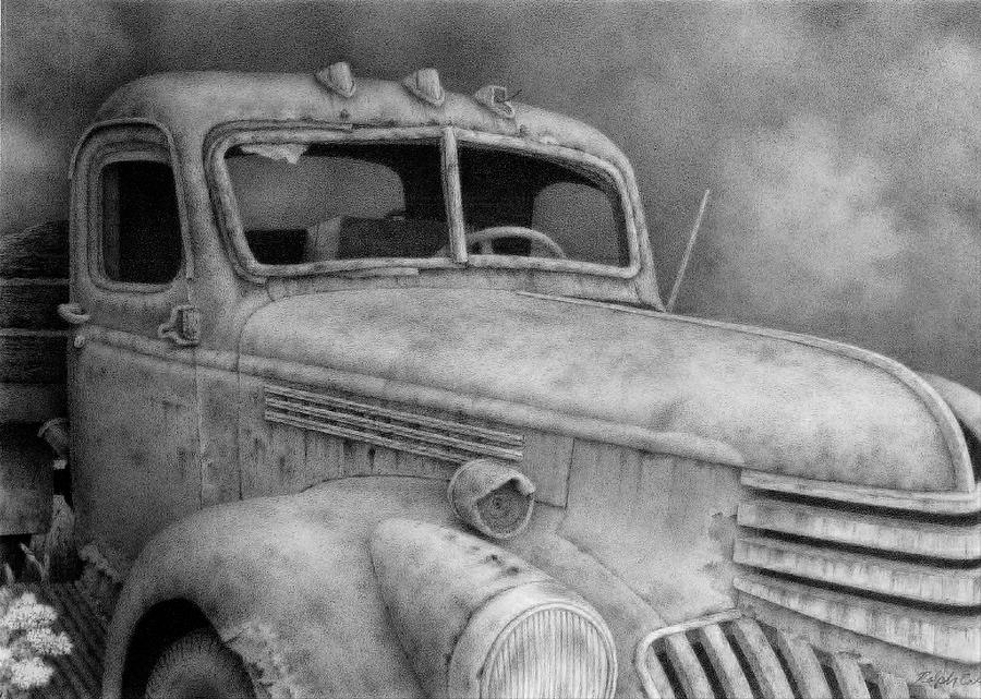 Vintage Drawing - 47 Chevy Flatbed by Ralph Cale