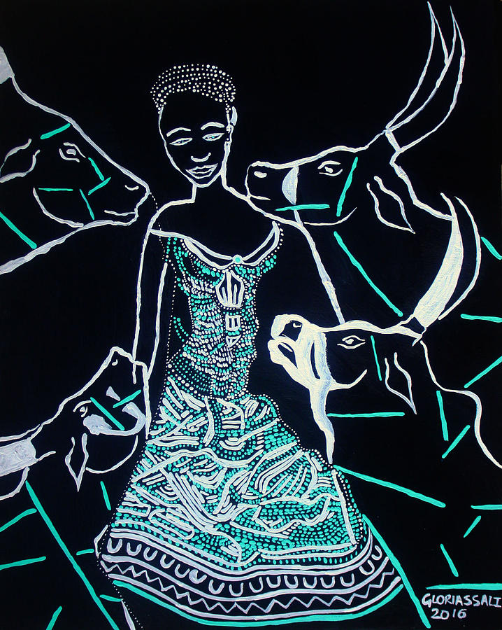 Dinka Bride - South Sudan #47 Painting by Gloria Ssali