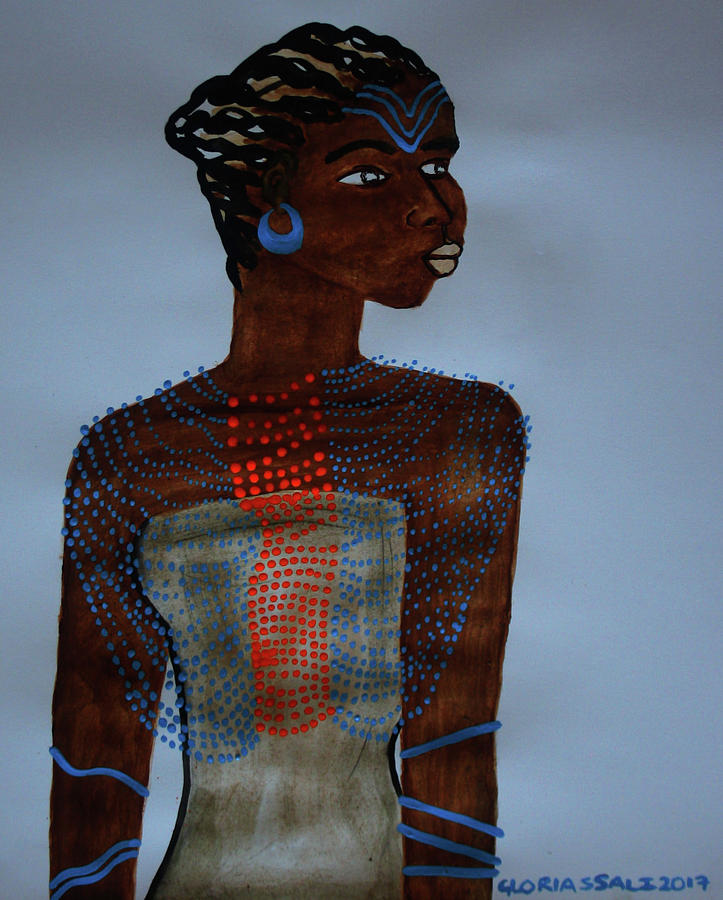 Dinka Lady  South Sudan #47 Painting by Gloria Ssali