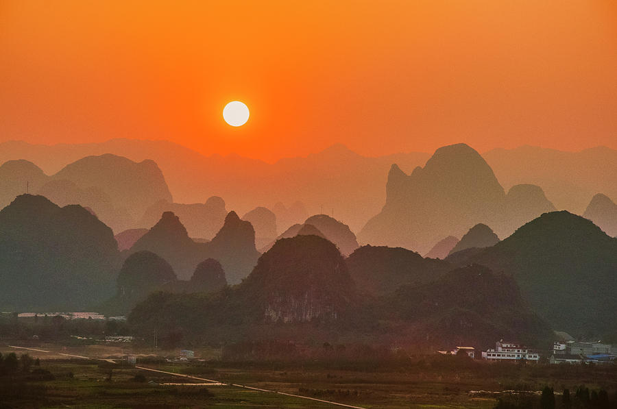 Karst mountains scenery in sunset #47 Photograph by Carl Ning