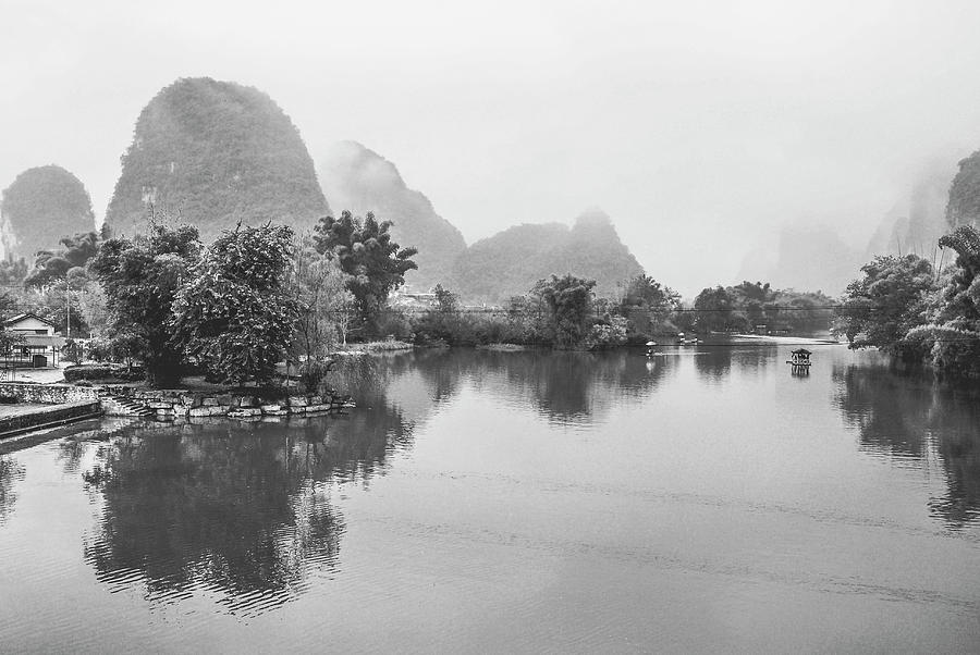 Black And White Photograph - Yulong River scenery #47 by Carl Ning