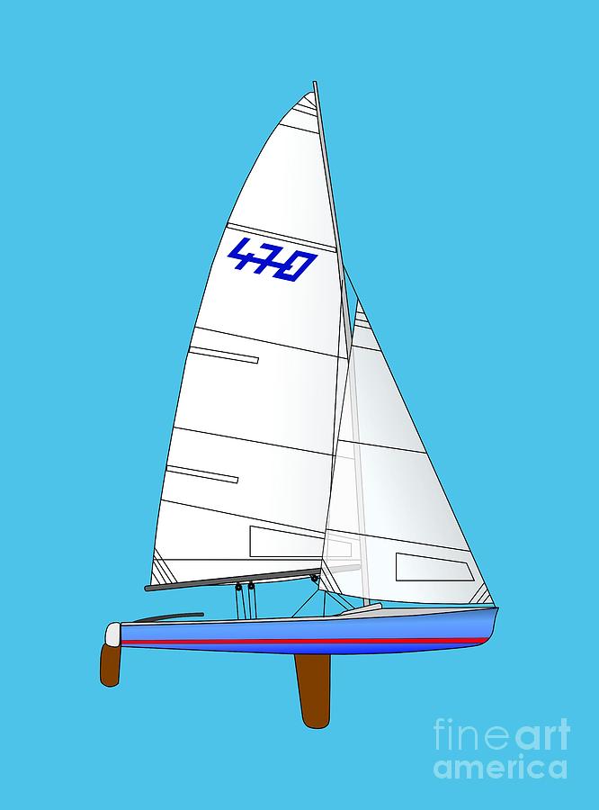 470 Olympic Sailboat Digital Art by Jan Brons