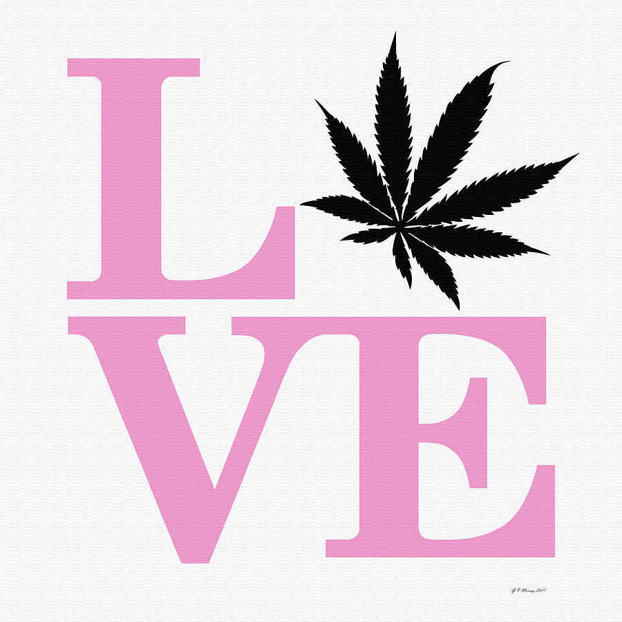 Marijuana Leaf Love Sign #48 Digital Art by Gregory Murray