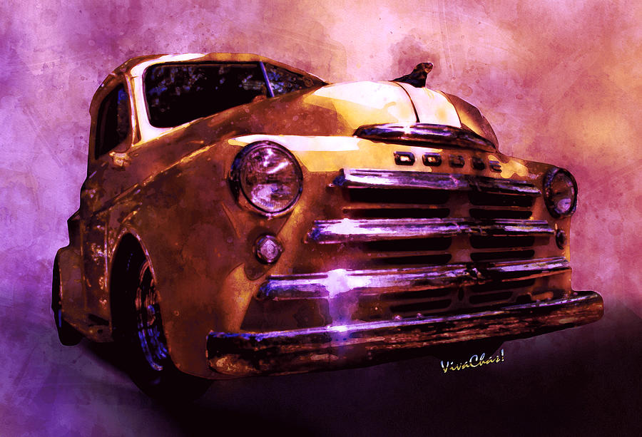 49 Dodge Pickup Watercolour Digital Art by Chas Sinklier