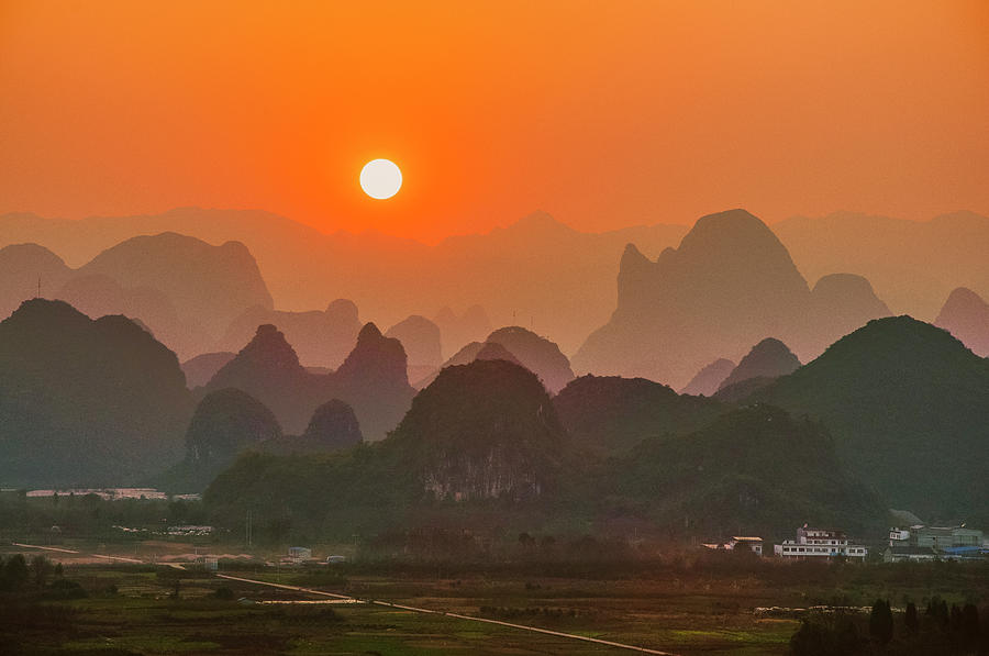 Karst mountains scenery in sunset #49 Photograph by Carl Ning