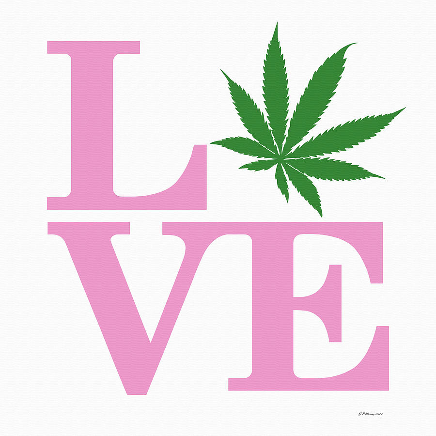 Marijuana Leaf Love Sign #49 Digital Art by Gregory Murray