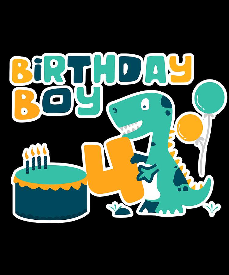 4th Birthday Boy Dinosaur Party Dinosaur Birthday Digital