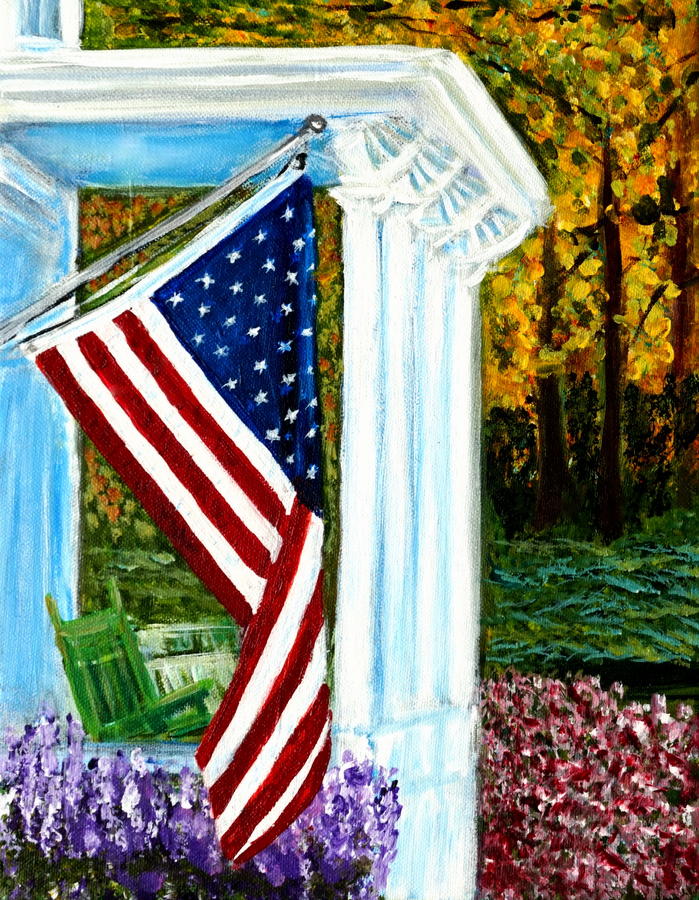 4th of July American Flag Home of the Brave Painting by Katy Hawk