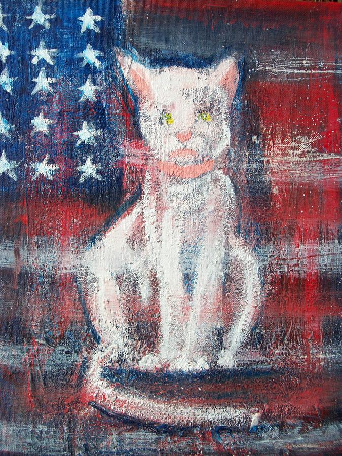 Cat Painting - 4th of July Baby by Roxanna Finch