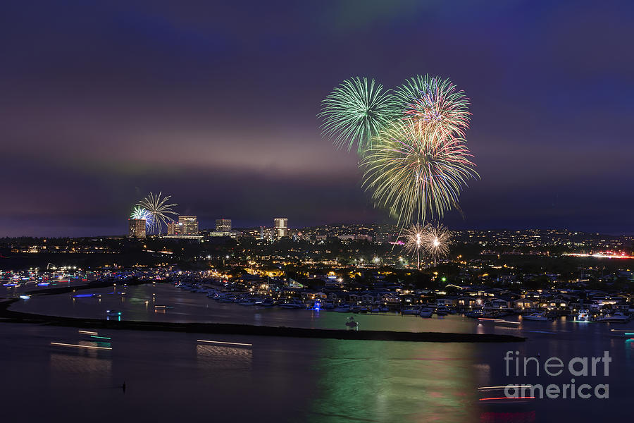 Boat Photograph - 4th of July Fireworks by Eddie Yerkish