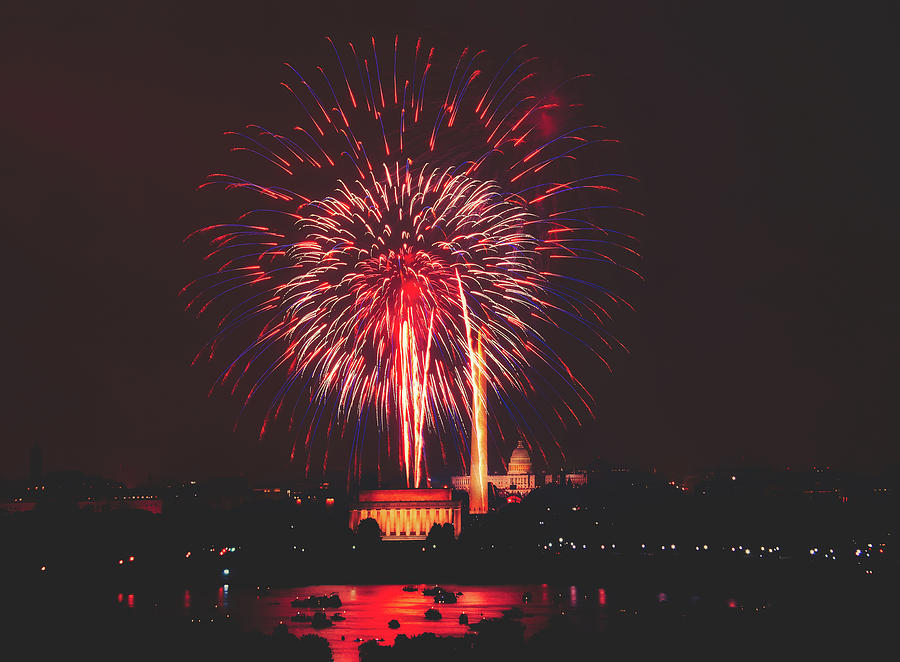 4th of July Fireworks over Washington D.C. Photograph by Mountain Dreams