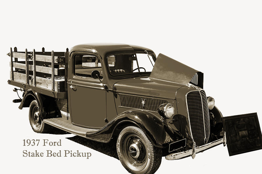 1937 Ford Stake Bed Pickup Antique Vintage Photograph Fine Art P #5 Photograph by M K Miller