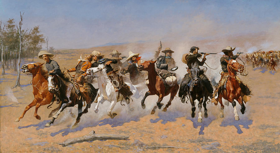 Frederic Remington Painting - A Dash for the Timber #8 by Frederic Remington
