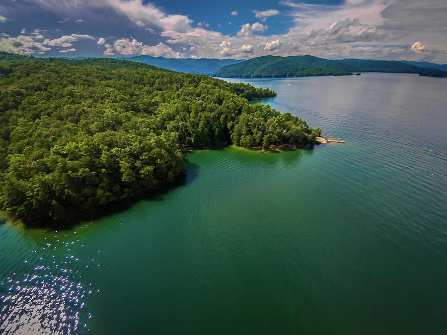 aerial of South Carolina Lake Jocassee Gorges Upstate Mountains #5 Photograph by Alex Grichenko