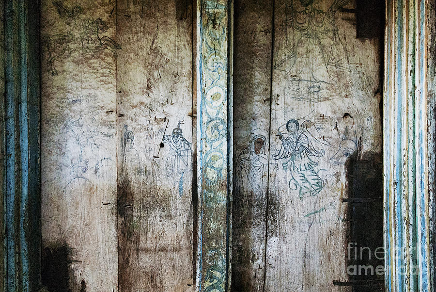 Ancient Orthodox Church Interior Painted Walls In Gondar Ethiopi #5 Photograph by JM Travel Photography