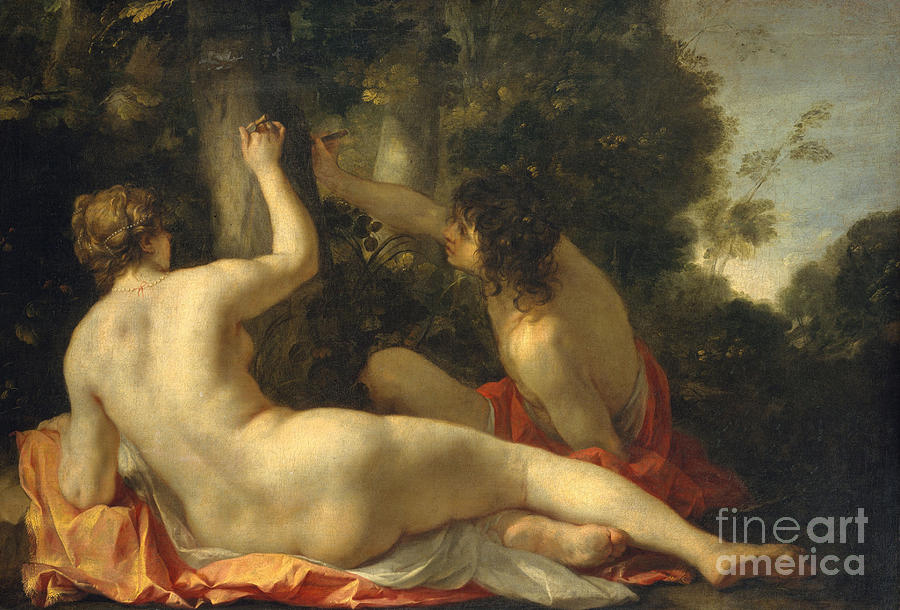 Angelica and Medoro Painting by Jacques Blanchard