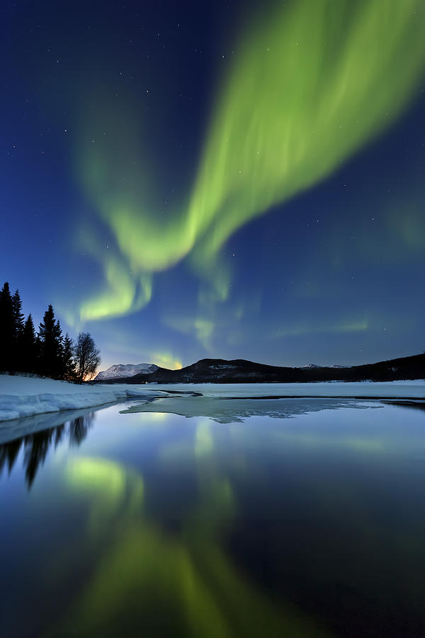 Aurora Borealis Over Sandvannet Lake #5 Photograph by Arild Heitmann
