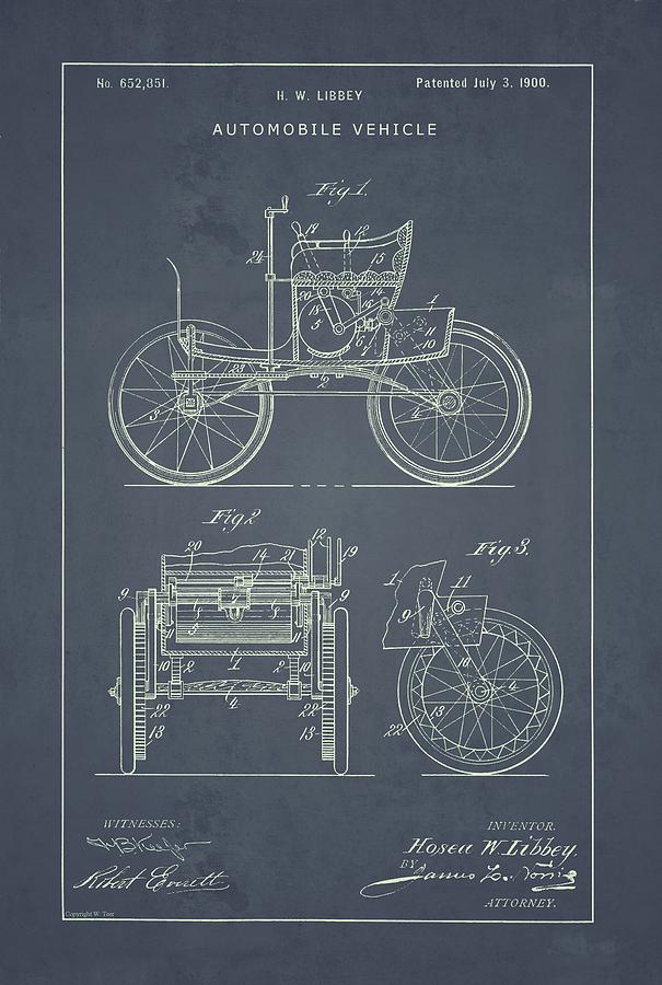Automobile Patent #5 Drawing by Vintage Pix
