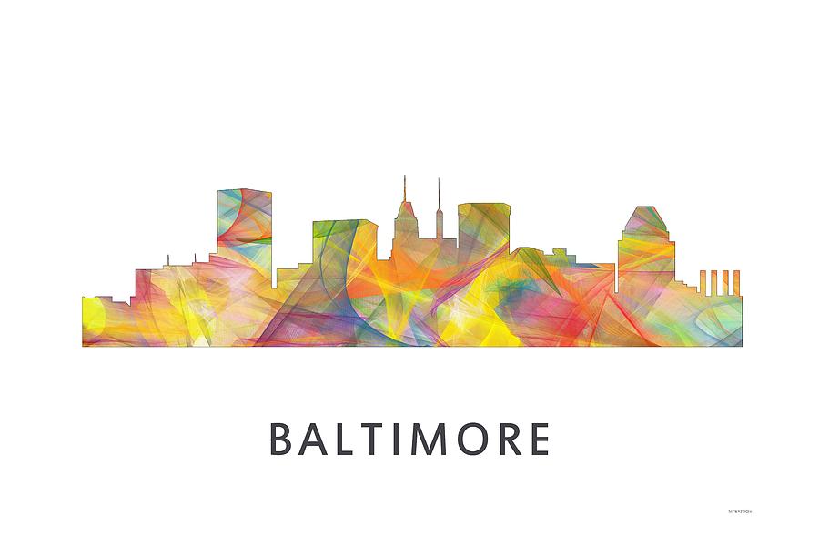 Architecture Digital Art - Baltimore Maryland Skyline #5 by Marlene Watson