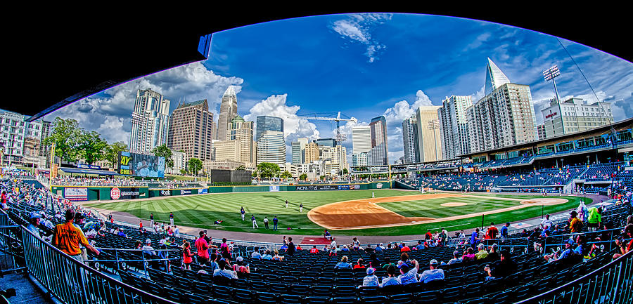 Baseball Photograph - Bbt Baseball Charlotte Nc Knights Baseball Stadium And City Skyl #5 by Alex Grichenko