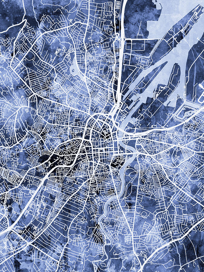 Belfast Northern Ireland City Map #5 Digital Art by Michael Tompsett