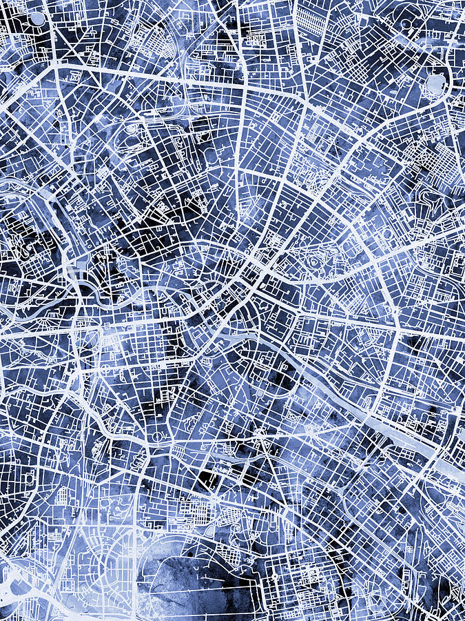 Berlin Digital Art - Berlin Germany City Map #5 by Michael Tompsett