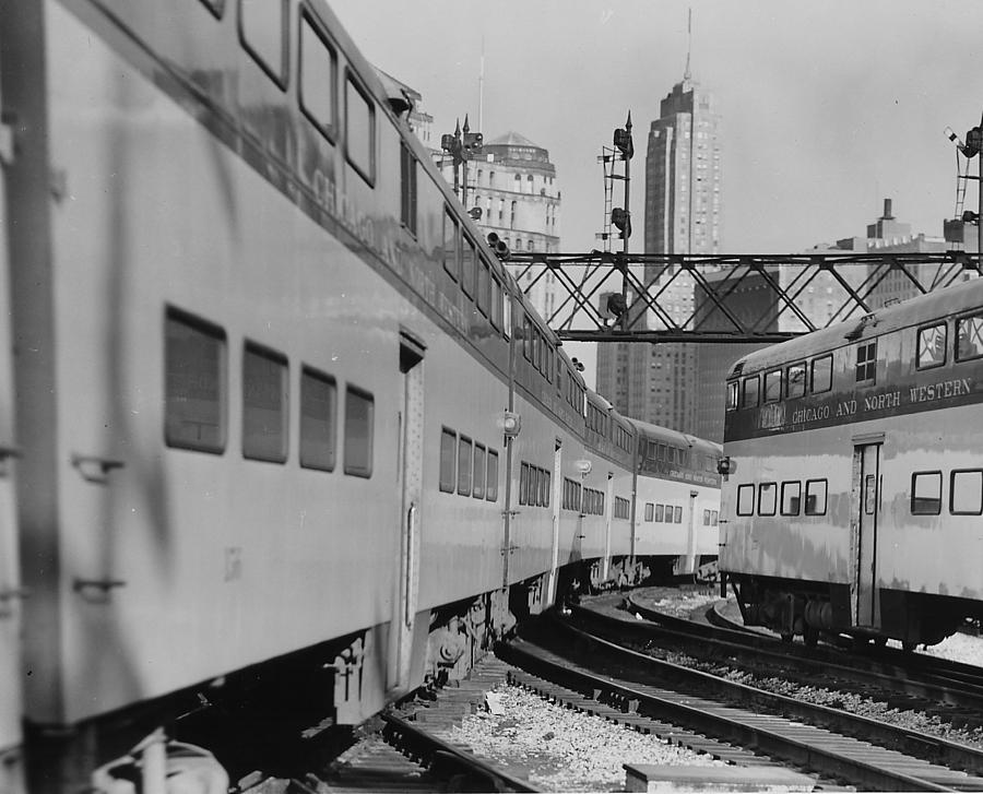 Bilevel Trains in Chicago - 1961 #6 Photograph by Chicago and North Western Historical Society