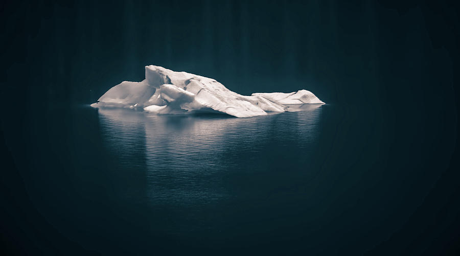 Blue icebergs and ice chunks in water nearby Alaska #5 Photograph by Alex Grichenko