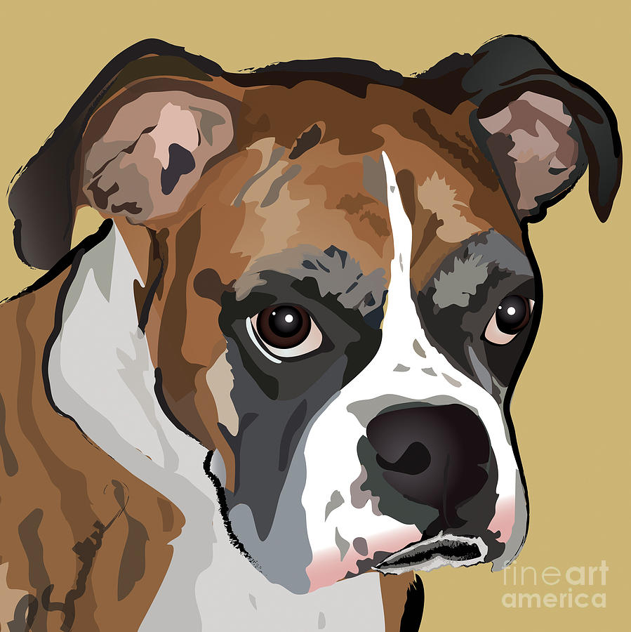 Boxer Dog Portrait #5 Painting by Robyn Saunders