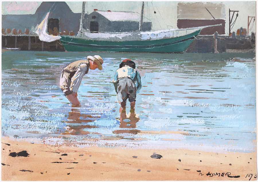 Boys Wading #5 Painting by Winslow Homer