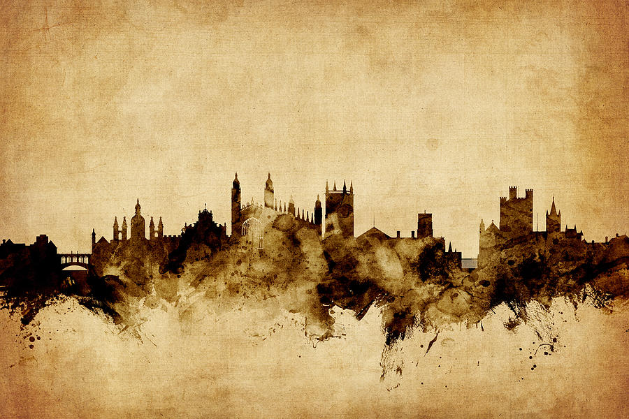 Cambridge Digital Art - Cambridge England Skyline #5 by Michael Tompsett