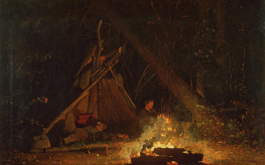 Winslow Homer Painting - Camp Fire #5 by Winslow Homer