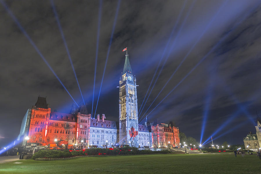 Canadian Parliament Buildings at night #5 Photograph by Josef Pittner