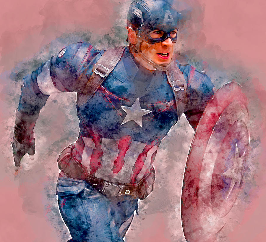 Captain America #5 Mixed Media by Marvin Blaine