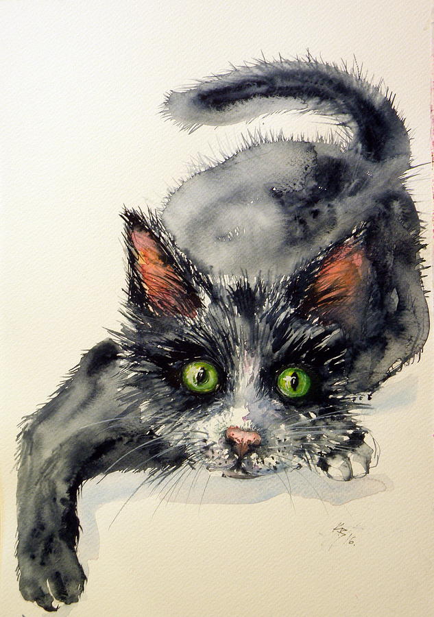 Cat #5 Painting by Kovacs Anna Brigitta