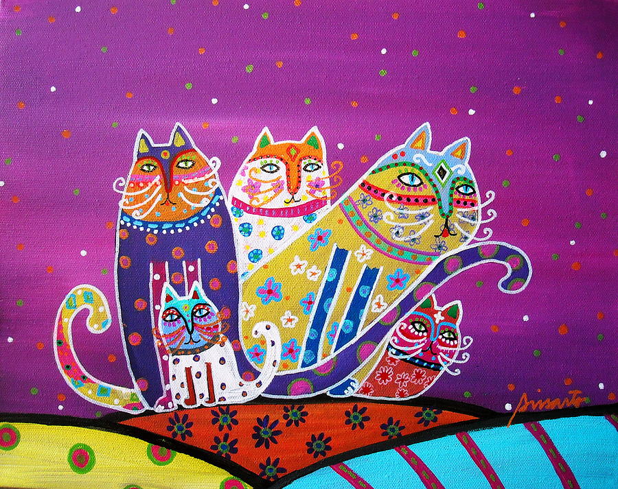 5 Cats Painting by Pristine Cartera Turkus