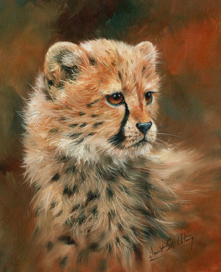 Cheetah Painting - Cheetah Cub #5 by David Stribbling