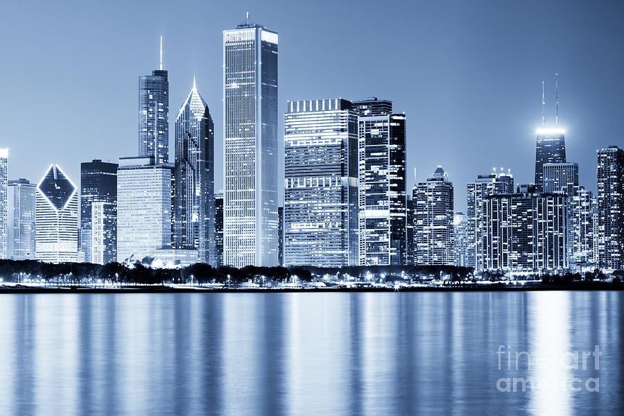 Chicago Skyline at Night #11 Photograph by Paul Velgos