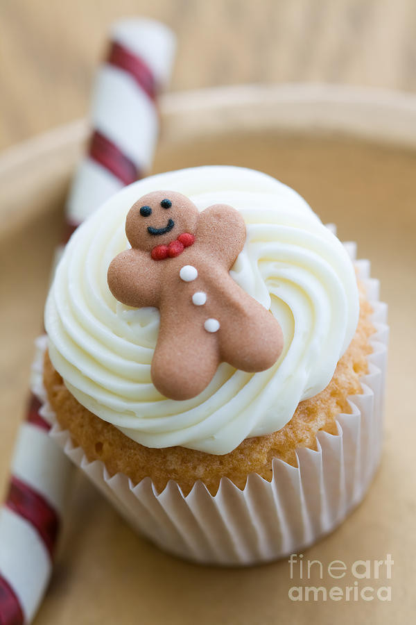 Cake Photograph - Christmas cupcake #5 by Ruth Black